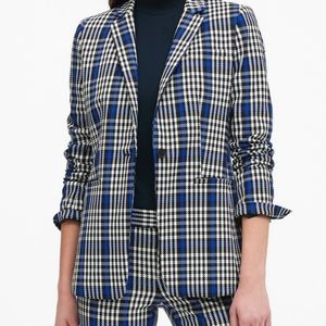 BANANA REPUBLIC petite plaid long and lean stretch blazer
